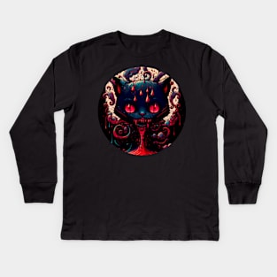 Cute Goth Evil Dog Kids Long Sleeve T-Shirt